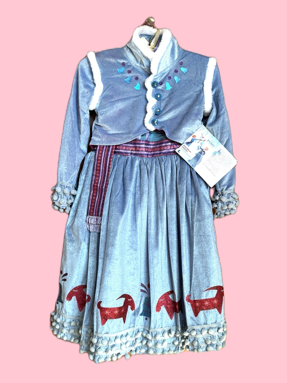 The Disney Store Frozen Anna Blue Velvet Girls' Costume Dress NWT